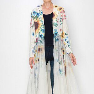 NWT origami designer FLORAL CARDIGAN DUSTER JACKET DRESS tulle boho western S-2X